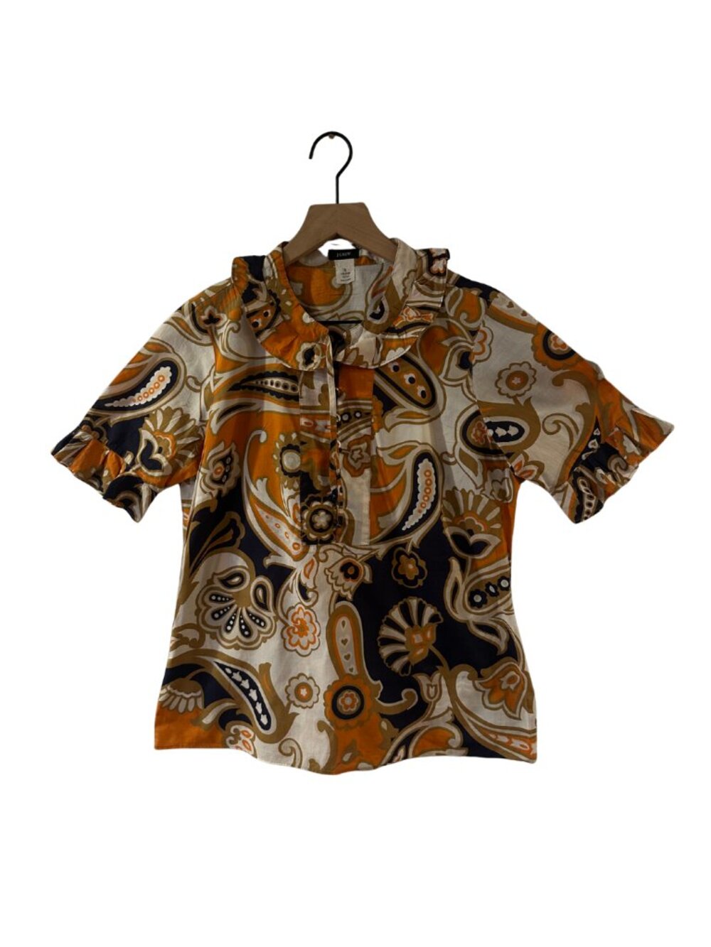 J. Crew Women’s Fall Paisley Ruffle Tunic - Coppelle Paisley Alessia Blouse